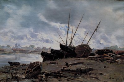 Båtar strandade vid Dieppe av Emmanuel Lansyer