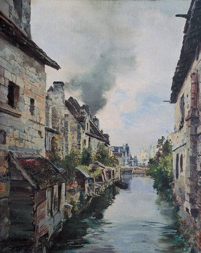 Beaulieu-kanalen, utsikt över bron på vägen från Loches till Beaulieu. 1891 (olja på duk) av Emmanuel Lansyer