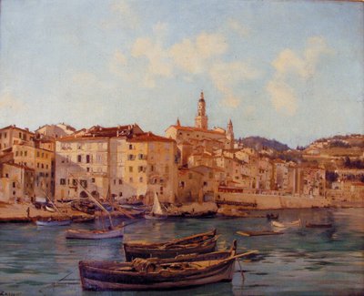 Hamnen i Menton 1891 (målning) av Emmanuel Lansyer