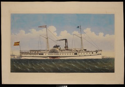 S.S. Villa Clara med utsikt över New York (litografi, färglagd) av Endicott Endicott