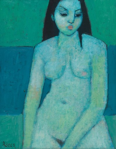 Angelina Nude (olja ombord) av Endre Roder