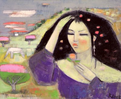Tomoko Dreaming in English III (olja på duk) av Endre Roder