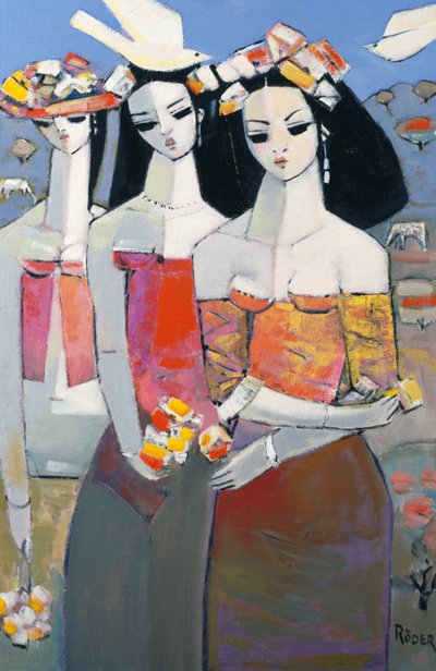 Två vita fåglar, 2007 (olja på dukskiva) av Endre Roder