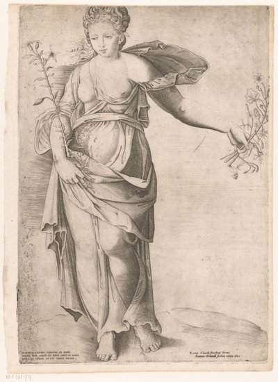 Flora av Proserpina Mirror of Roman Magnificence (serietitel) av Enea Vico (attributed to)