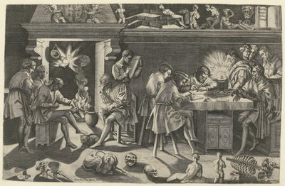 Baccio Bandinellis akademi Academie van beeldhouwer Baccio Bandinelli av Enea Vico