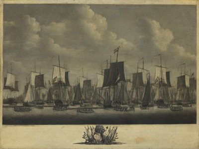 Flottan lämnar hamnen i Vlissingen, 1804 av Engel Hoogerheyden