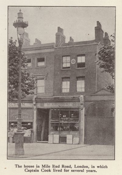 88 Mile End Road, London, hus där den engelske upptäcktsresanden kapten James Cook bodde från 1764 till sin död (s/v foto) av English Photographer