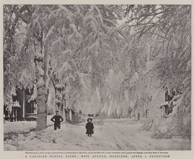 En kanadensisk vinterscen, West Avenue, Hamilton, efter en snöstorm av English Photographer