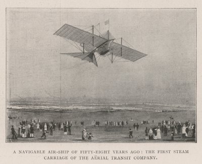 Ett navigerbart luftfartyg för femtioåtta år sedan, den första ångvagnen från Aerial Transit Company av English Photographer