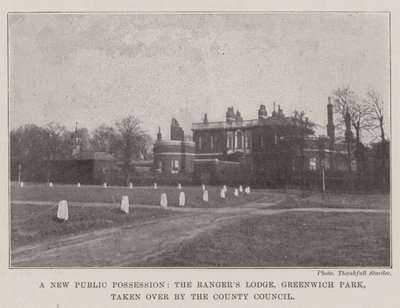 En ny offentlig besittning, Rangers Lodge, Greenwich Park, övertagen av landstinget av English Photographer