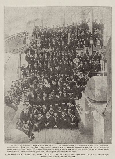 En reminiscens, HKH hertigen av York och officerarna och männen från HMS Melampus av English Photographer