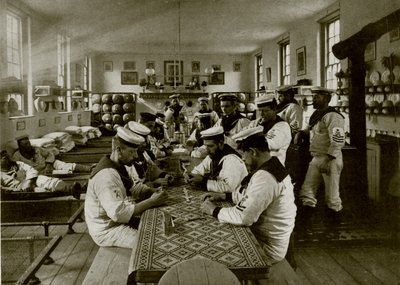 Ett rum i Naval Barracks, Whale Island, Portsmouth (s/v foto) av English Photographer