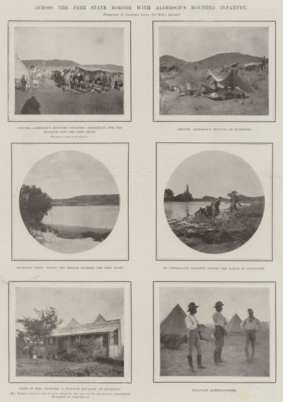 Över Free State gränsen med Aldersons beridna infanteri av English Photographer
