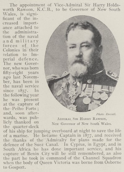 Amiral Sir Harry Rawson, ny guvernör i New South Wales av English Photographer