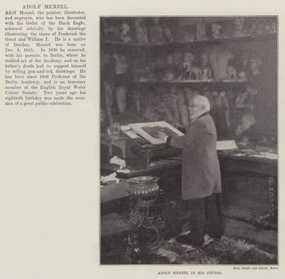 Adolf Menzel i sin studio av English Photographer