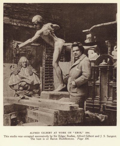 Alfred Gilbert, engelsk skulptör i arbete på Eros av English Photographer