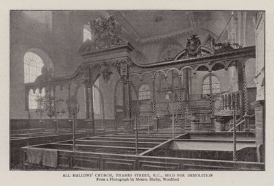 All Hallows Church, Thames Street, EC, säljs för rivning av English Photographer