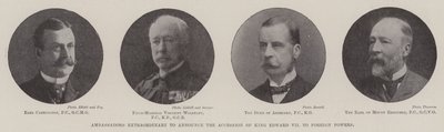 Extraordinära ambassadörer tillkännager kung Edward VII:s anslutning till främmande makter av English Photographer