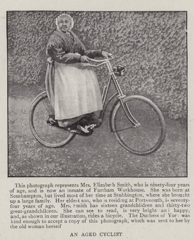 En åldrad cyklist av English Photographer