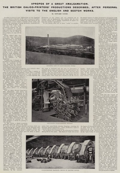 Apropos en stor sammanslagning, beskrev British Calico-Printers Productions, efter personliga besök på engelska och skotska verk av English Photographer