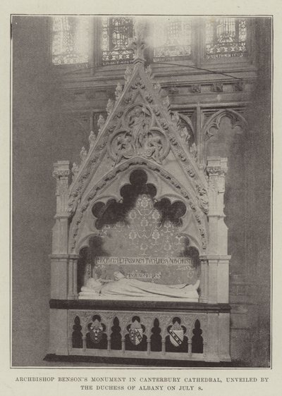Ärkebiskop Bensons monument i Canterbury Cathedral, avtäckt av hertiginnan av Albany den 8 juli av English Photographer