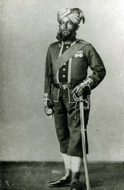 Bengal infanterist, ca 1900 (s/v foto) av English Photographer