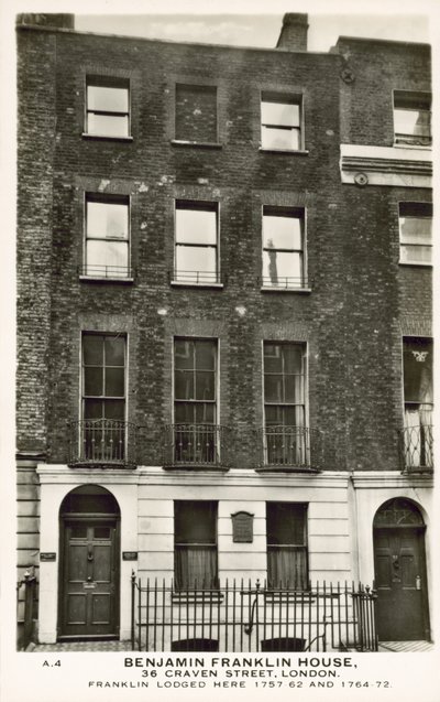 Benjamin Franklins hus, Craven Street, London (s/v foto) av English Photographer