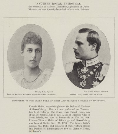 Trolovning av storhertigen av Hessen och prinsessan Victoria av Edinburgh av English Photographer