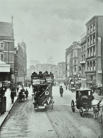 Bishopsgate: norr om Liverpool Street, London, 1890 av English Photographer