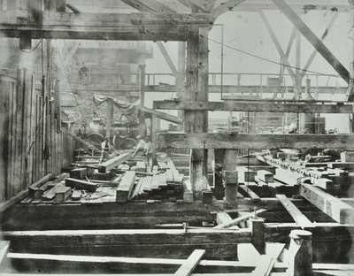 Blackfriars Bridge: byggnadsarbete pågår, 1869 av English Photographer