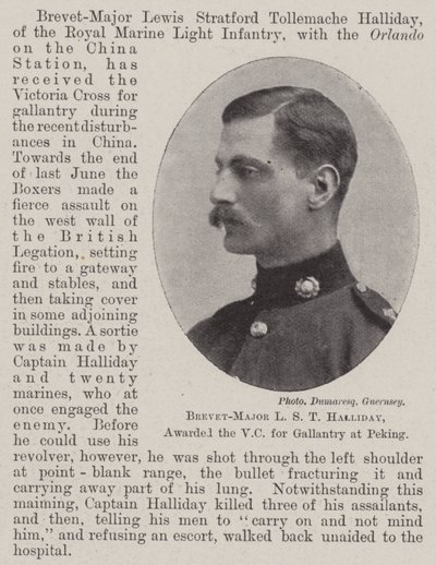 Brevet-Major L S T Halliday, belönades med VC för tapperhet i Peking av English Photographer