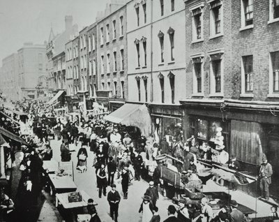 Brick Lane Market, Brick Lane: allmän bild, 1895 av English Photographer