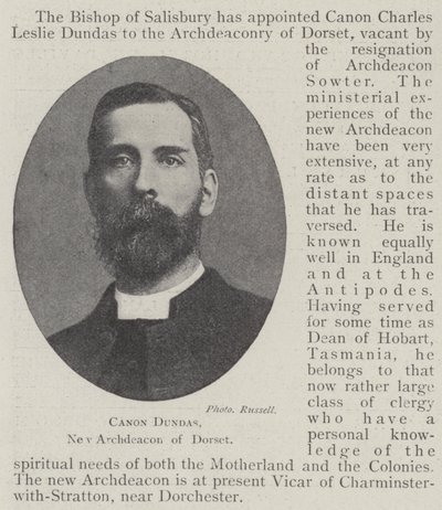 Canon Dundas, ny ärkediakon av Dorset av English Photographer