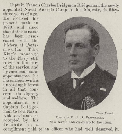 Kapten F C B Bridgeman, New Naval Aide-de-Camp till kungen av English Photographer