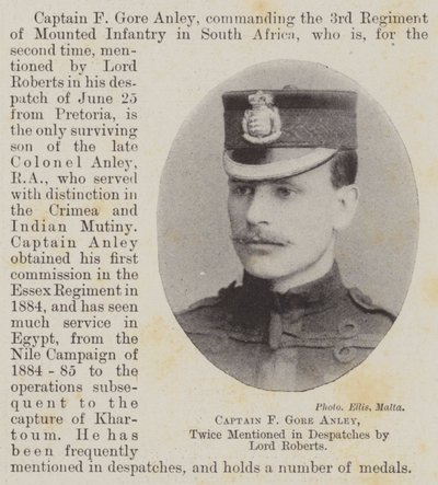 Kapten F Gore Anley, två gånger omnämnd i Despatches av Lord Roberts av English Photographer