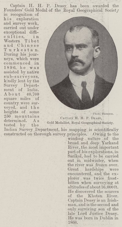 Kapten H H P Deasy, guldmedaljör, Royal Geographical Society av English Photographer