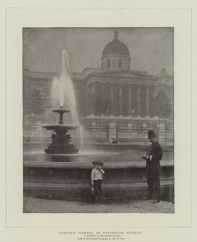 Fångad fiske i bevarade vatten, en tragedi på Trafalgar Square av English Photographer
