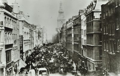 Cheapside, med blick österut till Bow Church, City of London, 1880 av English Photographer