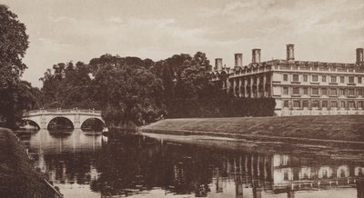 Clare College och Bridge, Cambridge (s/v foto) av English Photographer