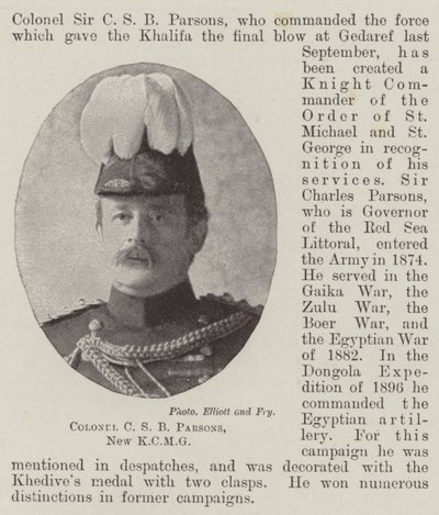 Överste C S B Parsons, nya KCMG av English Photographer