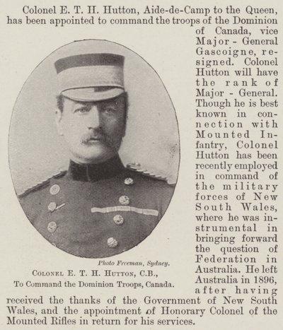 Överste ETH Hutton, CB, för att befalla Dominion Trupperna, Kanada av English Photographer