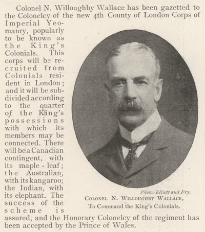Överste N Willoughby Wallace, att befalla Kings Colonials av English Photographer