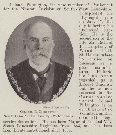 Överste R Pilkington, ny MP för Newton Division, SW Lancashire av English Photographer