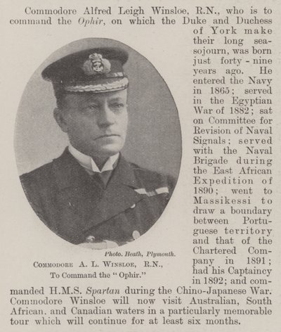 Commodore A L Winsloe, RN, att befalla Ophir av English Photographer