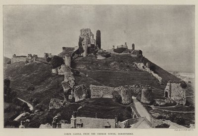 Corfe Castle, från Church Tower, Dorsetshire av English Photographer