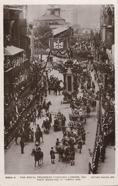 Kröningsprocession av kung George V och drottning, Temple Bar, London av English Photographer