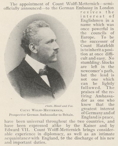 Greve Wolff-Metternich, blivande tysk ambassadör i Storbritannien av English Photographer