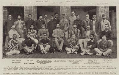 Cricket i Indien, lagen som representerar Bombays presidentskap och Bombay Parsees i presidentskapsmatchen av English Photographer