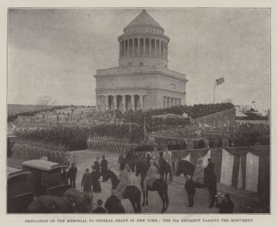 Invigning av minnesmärket till General Grant i New York, det 7:e regementet passerar monumentet av English Photographer