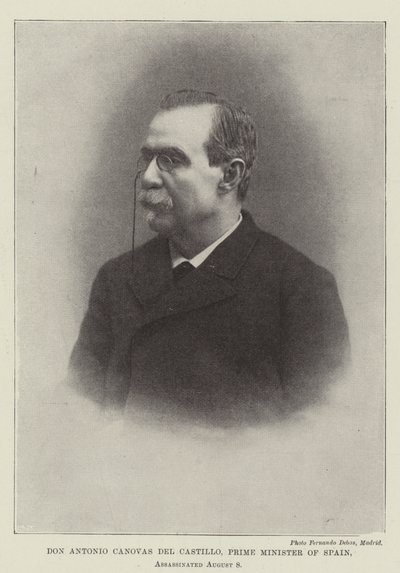 Don Antonio Canovas del Castillo, Spaniens premiärminister, mördades den 8 augusti av English Photographer